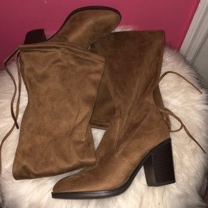 Suede thigh high boots